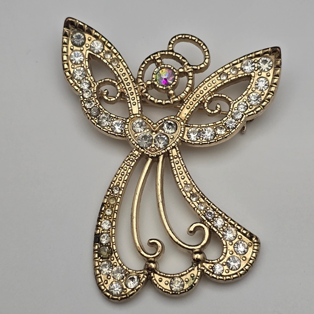 Elegant Gold and Silver Angel Brooch